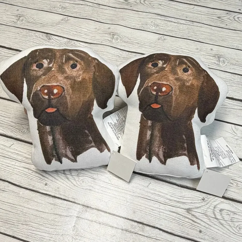 (2) NWT Chocolate Lab Decorative Accent Pillows Size 11 1/2 x 10 inches